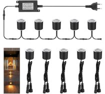 Arotelicht 10 LED iebūvēti prožektori, LED iebūvēti grīdas prožektori, āra, silti balti, IP67 ūdensizturīgi, 0,6 W, diametrs 32 mm, terase, virtuve, dārzs (silti balta, 12 V)