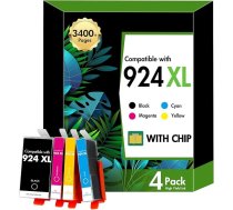 924XL 924 Multipack 8132e 8122e kasetnes saderīgas ar HP 924 XL kasetnes HP924 924e priekš HP OfficeJet Pro 8132e 8122e 8120e 8130e 8124e 8125e printeru kasetnes ar mikroshēmu (melns ciāns, ciāns, purpursarkans, magenta)