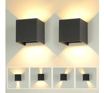 Sienas lampas āra/ iekštelpu IP65 ūdensizturīgs āra lampas siena, silti balta 3000 K LED sienas gaisma iekštelpās 12 W uz augšu un uz leju gaisma ārā melna, terases, dzīvojamā istaba, dārzs, balkons, 2 gab. iepakojums