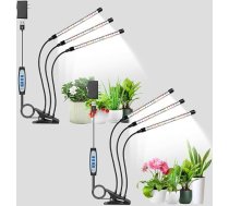 Wolezek LED augu lampa, 2 gab., 6000 K pilna spektra augšanas gaisma, balta augu gaisma ar klipu, augšanas gaisma augiem, augu gaisma ar 5 līmeņu aptumšošanu, 6/12/16H automātiskais taimeris