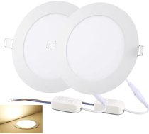 LED griestu prožektori, iegremdējamie prožektori, plakani, 12 W, 1080 LM, LED iegremdējamie gaismekļi, griestu gaisma, 3000 K, silti balta, 9 mm dziļums, apaļi griestu prožektori guļamistabai, viesistabai, 2 gab., komplekts