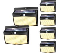nipify 6 saules lampu komplekts āra apgaismojumam ar kustības sensoru, 3 režīmi, āra apgaismojums, IP65 ūdensnecaurlaidīgs, 168 LED silti balta saules lampa, āra apgaismojums dārzam, garāžai, pagalmam, sienai, žogam
