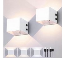 FUPE akumulatora sienas lampa iekštelpās ar kustības sensoru, tālvadības pults, iekštelpu LED sienas gaisma, 3 režīmi, uzlādējams akumulatora sienas apgaismojums, 2 gab., balta krāsā