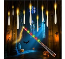 20 LED peldošās sveces ar burvju nūjiņas tālvadības pulti, 2 taimera funkcijas, darbojas ar baterijām, LED karājas mirgojošas peldošās sveces Helovīnam, dekorēšanai, Ziemassvētku rotājumiem.