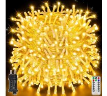Ollny āra pasaku gaismas, 80 m, 800 LED, Ziemassvētku apgaismojums ārā, 8 režīmi ar tālvadības pults taimeri, pasaku gaismas, garas IP44 ūdensizturīgas Ziemassvētkiem, kāzām, Lieldienām, dārzam (silti balta)