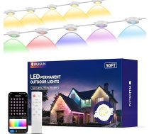 Pastāvīgie āra apgaismojuma lukturi 15 m RGBICW 2700-6000 K LED pasaku gaismas ārtelpā IP67 ūdensizturīgs ar lietotnes vadību Ziemassvētku dekorēšanai, dārza ballītēm un ikdienas apgaismojumam (balts 50 pēdas)