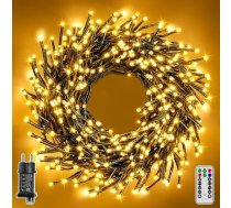 Klastera pasaku gaismas Ziemassvētku eglīte Āra 15 m 750 LED 8 režīmi un taimeris Pasaku gaismas ar kontaktdakšu un tālvadības pulti IP44 Ūdensizturīgs Ziemassvētku eglītei Ziemassvētku pusei Kāzas (silti balta)