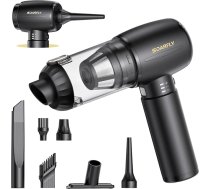 SoarFly rokas putekļsūcēja akumulators, 25000Pa 4-in-1 auto mini putekļsūcējs bezvadu, spēcīgs ar LED apgaismojumu, 2 ātrumu elektriskais putekļu pūtējs ar bezsuku motoru automašīnai, virtuvei, datoram, dīvānam, birojam