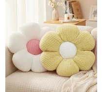 Margrietiņa Dekoratīvais spilvens 40cm Estētisks Preppy Room Decor spilvens gultas dīvāna krēslam Balts un zaļš