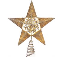 WeRChristmas iepriekš izgaismotas sniega pārslas Sprinky Ziemassvētku eglītes augšējā zvaigžņu LED gaismas, zelta krāsā, 31cm