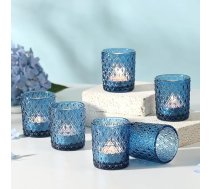12 zilu tējas gaismas glāžu votive sveču turētājs, tējas gaismas turētājs galda centrālajai daļai, tējas gaismas stikla sveču turētājs, Ziemassvētku zilas centrālapjoms galdam