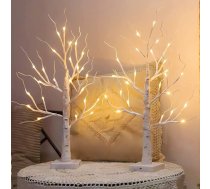 2 gaismas eglīšu gaismas zaru komplekts - 60 cm / 2 pēdas 24 silti baltas LED diodes Bērza dekoratīvie zari ar akumulatoru mājas dzimšanas dienai Kāzu interjers Ziemassvētku eglīšu rotājumi Svētku eglīšu rotājumi