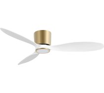 Ovlaim 132 cm zema profila moderns griestu ventilators ar apgaismojumu un tālvadības pulti, 3 atgriezeniskas lāpstiņas, īpaši kluss 6 ātrumu līdzstrāvas motors, balts zelts