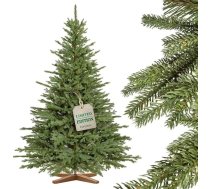 FAIRYTREES Mākslīgā Ziemassvētku eglīte 180 cm Bavārijas egle Premium Ražots ES Koka statīvs Mākslīgā Ziemassvētku eglīte ar reālistiskiem iesmidzinātiem elementiem
