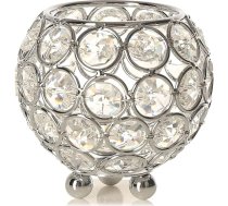 POFET 5 collu / 12 cm Votive Crystal Beads sveču turētājs Mājas banketu sveču turētājs galda dekoratīvais centrālais elements - sudraba krāsā