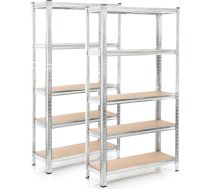 Wiltec 2 plaukts, 180 x 90 x 45 cm, 875 kg kopējā slodze, cinkota tērauda plauktu komplekts ar 5 plauktiem, darbnīcas plaukti