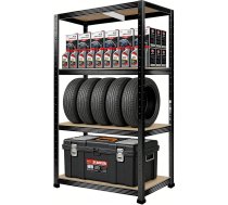 Lieljaudas plauktu komplekts, melns, 150 x 90 x 40 cm, kravas plauktu komplekts ar tērauda rāmi, 4 regulējami plaukti, katra maksimālā slodze 150 kg (2 komplekti, melns, 150 x 70 x 30 cm)