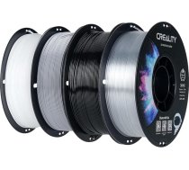 Creality CR-PETG filaments 1,75 mm 4 kg, 3D printeru filaments PETG 4 x 1 kg spole, balts + melns + pelēks + caurspīdīgs, izmēru precizitāte +/-0,02 mm, vakuuma iepakojums