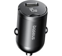 USB-C auto lādētājs ar USB-C 45W 1m kabeli - melns