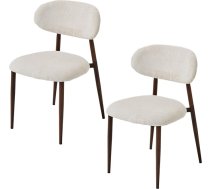 Modern Dining Chairs Set of 2 Ergonomic Upholstered Chenille Armrest and Curved Back Metal Legs with Wood Grain Living Room Chair Beige