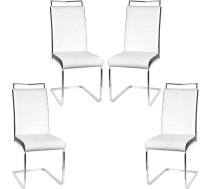 Baiyun Dining Room Chairs, Set of 2, Ergonomic Back with Steel Legs, Modern PU Leather Seat with Soft Cushion, U-Shape Dining Chair, Swing Chair, Cantilever Chair (4, White and Black)
