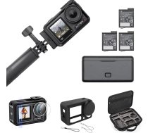 DJI Osmo Action 4 Adventure Combo ar somu + rūdītu plēvi + aizsargapvalku – 4K/120 fps kamera, 1/1,3 collu sensors, 155° ultraplaša leņķa skats, līdz 7,5 stundām ar 3 papildu akumulatoriem