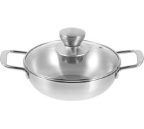 ULTECHNOVO mājsaimniecības nerūsējošā tērauda vokpanna ar diviem rokturiem, karstumizturīga un apaļa, piemērota virtuvei un kempingam, 20 cm, kompakta āra katliņš