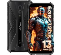 Ulefone Armor X12 āra mobilais tālrunis, 6GB + 32GB/256GB SD viedtālrunis bez līguma, Android 13 Go, 4860mAh 13MP + 8MP 5,45" HD+ 4G Dual SIM IP68 ūdensizturīgs, triecienizturīgs NFC GPS 2 gadu garantija - melns