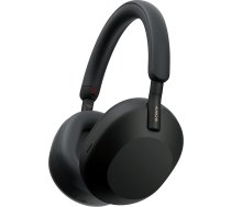 Sony WH-1000XM5 bezvadu austiņas ar austiņām pāri ausīm, aktīvā trokšņu slāpēšana augstākajā līmenī ar telpisko 3D skaņu, caurspīdīguma režīms, līdz 30 stundu akumulatora darbības laiks, Bluetooth, melnas, melnas krāsas