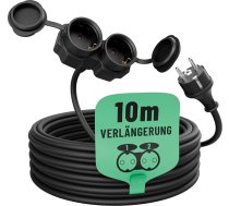 greate divvirzienu pagarinātāja kabelis 10 m āra pagarinātāja kabelis Ūdensizturīgs IP44 Dubultā kontaktligzda pagarinātājs izmantošanai ārpus telpām 10 m 3500 W āra pagarinātāja vads Ūdensizturīgs