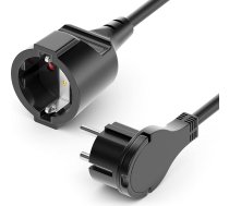 deleyCON 5 m barošanas kabeļa pagarinātājs ar plakanu savienotāju, aizsargājošu kontaktu, barošanas kabeļa pagarinātājs 3680 W, mājsaimniecības, biroja, multimediju, melns