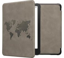 kwmobile Aizsargvāciņš Amazon Kindle Paperwhite (2024)/Colorsoft korpusam - mākslīgās ādas vāciņš e-lasītājam ar automātiskās miega funkcijas funkciju - Travel Outline with Grey