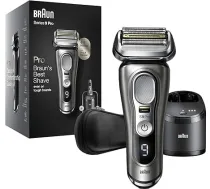 Braun Series 9 Pro Premium vīriešu skuveklis ar 4+1 skūšanās galviņu, elektriskais skuveklis un ProLift trimmeris, 5-in-1 tīrīšanas stacija, 60 min darbības laiks, mitrs un sauss, 9465 cm3, cēlmetāls