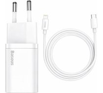 USB-C PD Cube 20W tīkla lādētājs ar PD 20W 1 m kabeli - balts