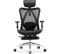 SIHOO ergonomisks biroja atzveltnes krēsls ar kāju balstu, datora krēsls, regulējams galvas balsts, atzveltne un roku balsti, tīkla krēsls (melns)