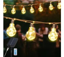 SALCAR Saules pasaku gaismas āra Vintage kaņepju virve, 5 m 10 spuldzes LED LED saules pasaku gaismas āra laikapstākļu izturīgas, 8 režīmi āra pasaku gaismas kokam, terasei, pagalmam, mājai, kāzu dekorēšanai, silti balta