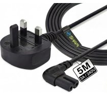 SHAFI Figūra 8 barošanas kabelis 5M2 Pin 90 grādu leņķī IEC C7 universālais Apvienotās Karalistes kontaktdakšas barošanas kabelis saderīgs ar Figūra 8 kabeli PS5, Xbox Series X, Smart LED TV, Samsung TV, LG TV, Sony TV