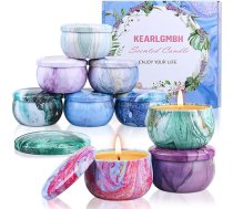 Aromātisko sveču dāvanu komplekts sievietēm, KEARLGMBH 9 iepakojuma aromterapijas sveču komplekts stresa mazināšanai, dabīgs sojas vasks, sieviešu Ziemassvētku rotājums, aromātiskās sveces dzimšanas dienai, Valentīna dienai, jogai, masāža