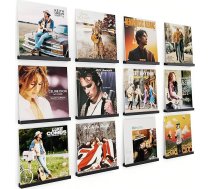 12 vinila plašu sienas stiprinājumu komplekts, koka vinila turētājs, vinila plauktu turētājs, sienas stiprinājums, plašu, CD, fotoalbumu un kolekciju izvietošanai (melns)