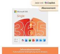 Microsoft 365 Single | 1 gads | 1 persona | Office Apps ar KI | 1 TB mākoņdatoros | Abo ar automātisku verlängerung