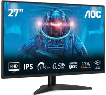 AOC 27B36X 27" FHD spēļu monitors, 144 Hz, IPS, 0,5 ms MPRT, adaptīvā sinhronizācija, HDR10, (1920 x 1080, HDMI 1 x 1.4, DP 1 x 1.4) Melns