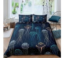 Loussiesd Cute Medūza gultas veļa Jūras dzīve Sealife sega Cover Set okeāna radība tēmu gultas piederumi komplekts 135 x 200 cm jūras zemūdens pasaule gultas komplekts ar 1 spilvendrānu pusaudžiem
