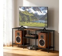 TV skapīša statīvs 3-līmeņu plaukts TV skapītis 50 collu TV skapītim ar regulējamām kājām TV mēbeles Rustic dzīvojamai istabai Guļamistaba Viesnīcas (melns)