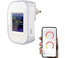 WLAN oglekļa monoksīda un gāzes detektors ar kontaktdakšu, gāzes detektors mājai ar lietotnes vadību, oglekļa monoksīda detektors ar LED displeju, EN50291 un EN50194 sertificēts, CO detektors dabasgāzei, sašķidrinātai gāzei, propānam, but