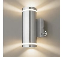 JNR āra lampa ar krēslas sensoru Nerūsējošais tērauds IP54 Ūdensnecaurlaidīgs LED āra apgaismojums ar gaismas sensoru Āra komplektā ietilpst 2 x 5 W GU10 3000 K Warm White spuldze, sudrabs