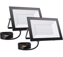 Allin 100 W LED āra prožektors, īpaši spilgts 10000 LM 6500 K LED prožektors, IP65 ūdensnecaurlaidīgs prožektors ar 180° regulējamu statīvu spilgtam dārza, garāžas, sporta laukuma, pagalma prožektoram, 2 gab. iepakojumā