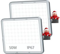 LED āra prožektors 50 W - 5000 LM 6500 K LED prožektors āra prožektors Cool White 2 gab IP67 āra prožektors ūdensizturīgs dārzam/ pagalmam/āra lietošanai