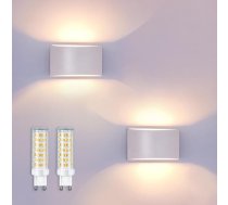 KICAAO Sienas lampas ar nomaināmu 7 W G9 LED lampu Silti balta 3000 K Alumīnija iekštelpu / āra balta iepakojums 2 gab.