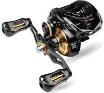 Baitcasting Makšķerēšanas spole - 100 izmērs 7.3: 1 pārnesumu attiecība ātruma spole Casting Baitcasting spoles - 6 + 1BB oglekļa šķiedras Drag Magnētiskā bremžu sistēma zema profila Bass Makšķerēšana Baitcasting spoles
