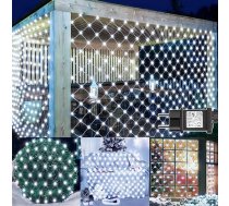 yowin Pack of 2 āra gaismas tīkls 3 x 2 m 200 LED pasaku gaismas tīkls ar kontaktdakšu, taimeris, 8 režīmi Ziemassvētku apgaismojuma tīkls Ūdensizturīgs gaismas aizkars balkona griestu iekštelpu koka istabas žoga dekorēšanai - Balts